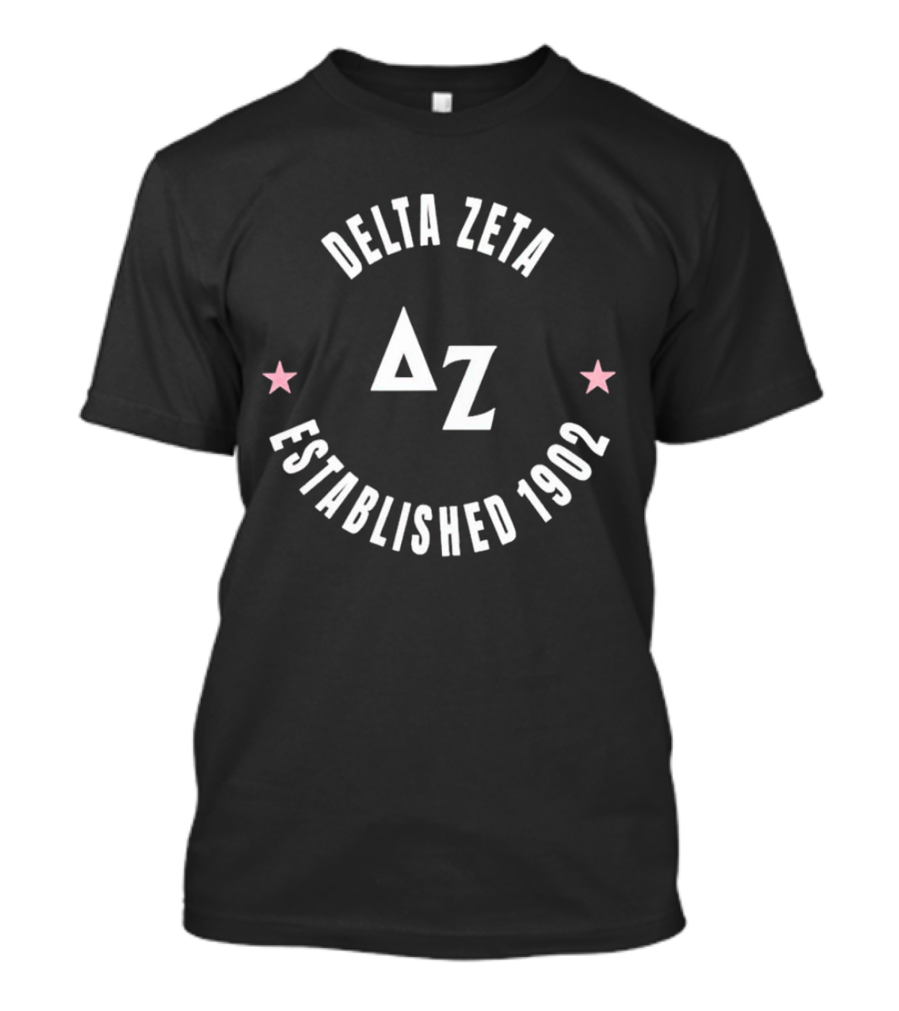 Delta Zeta Established 1902 Pink Stars Badge T-Shirt