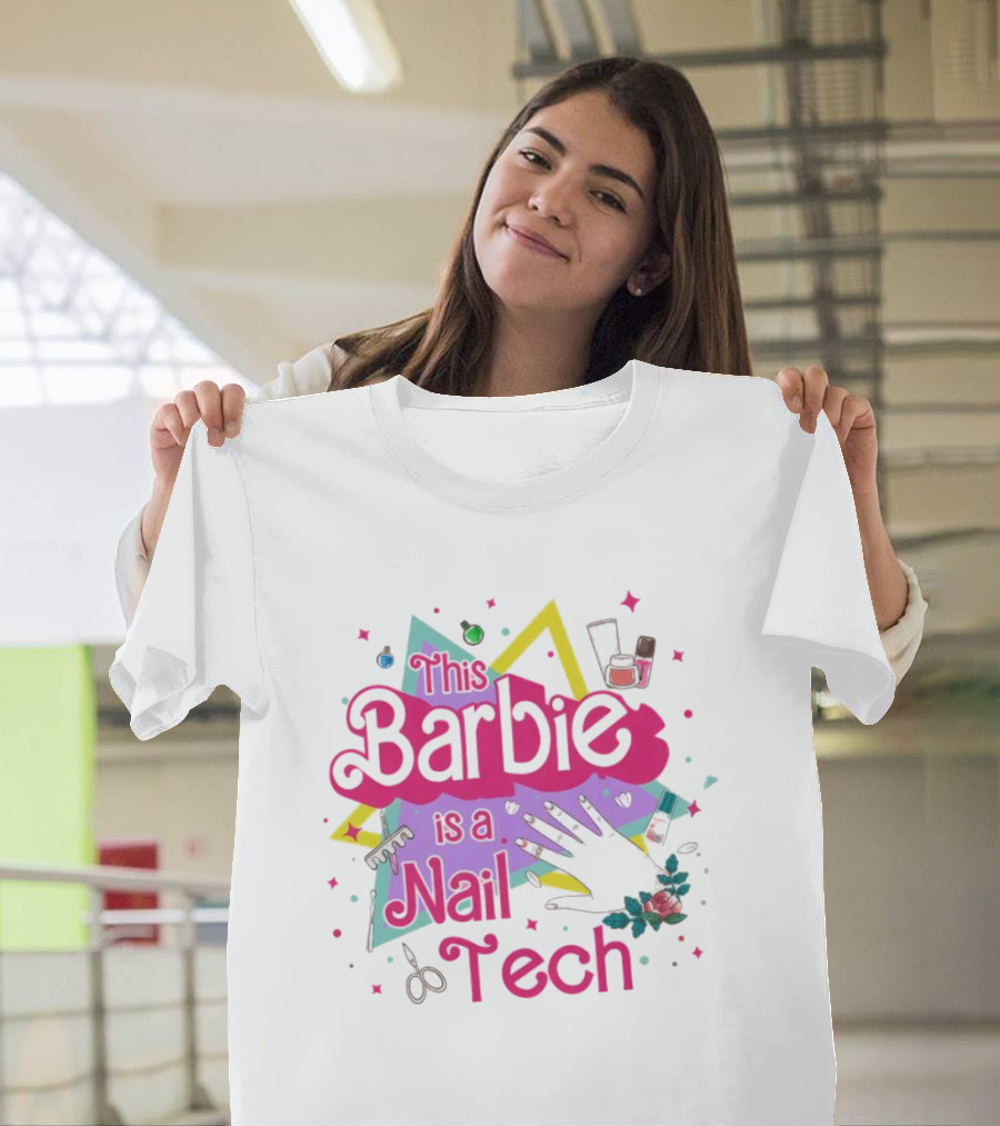 This Barbie Is A Nail Tech With Starburst And Nail Polish Icons T-Shirt