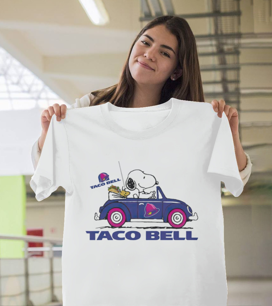 Snoopy And Woodstock Driving Taco Bell Car T-Shirt