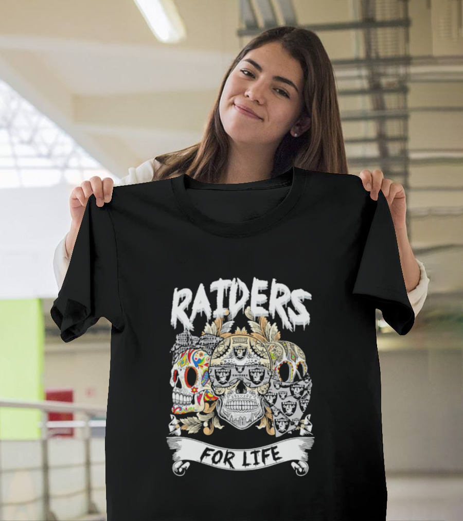 Raiders Sugar Skull For Life T-Shirt