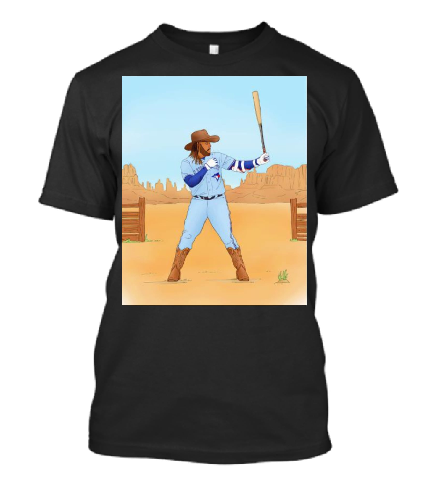 Blue Jays Vladimir Guerrero Jr. Cowboy Desert Baseball Scene T-Shirt
