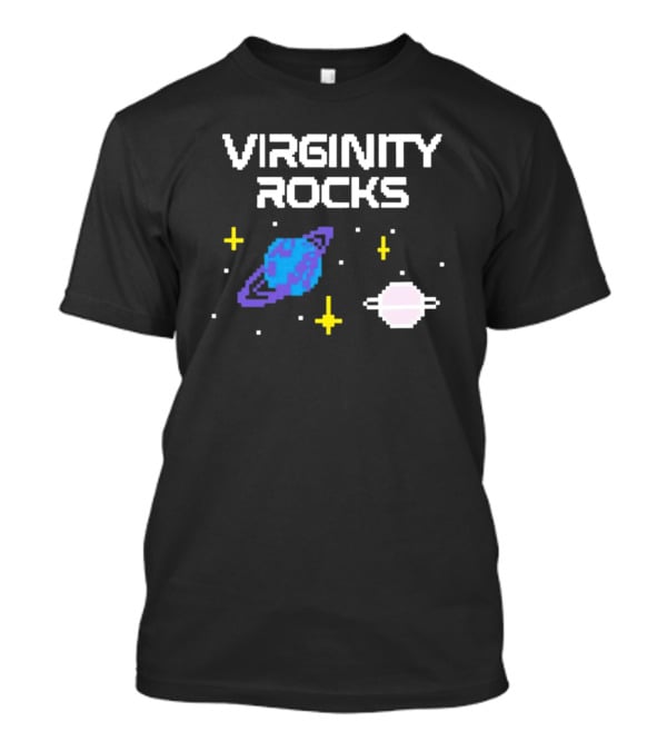 Virginity Rocks Pixel Space Planets And Stars T-Shirt