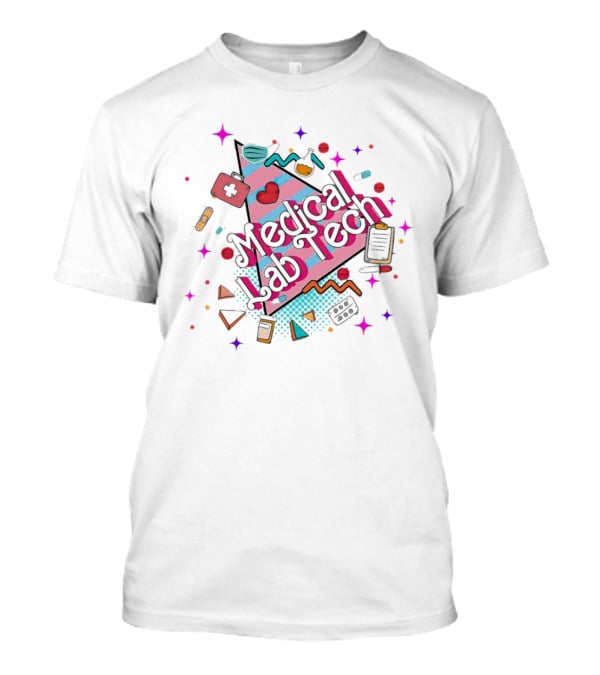 Medical Lab Tech Barbie Theme With Heart And Lab Equipment Icons T-Shirt