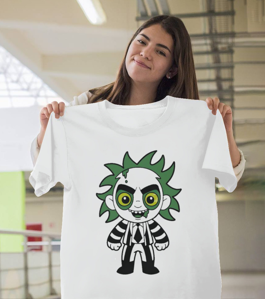 Beetlejuice Chibi Halloween Creepy Green Hair Character T-Shirt
