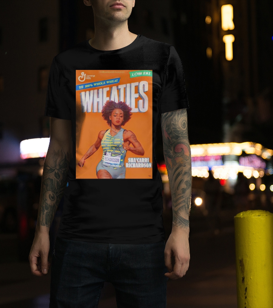 Sha’carri Richardson On Wheaties Box General Mills 100% Whole Wheat Low Fat T-Shirt