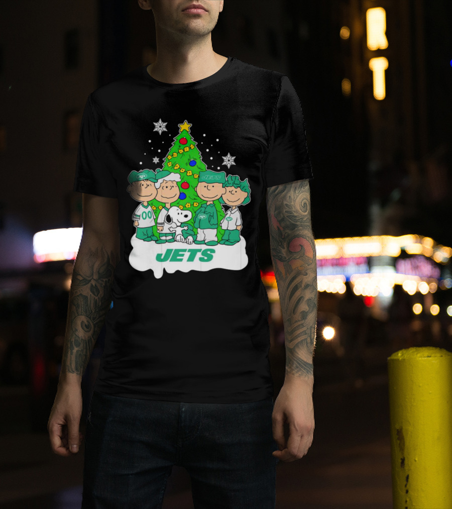 Peanuts Characters Jets Christmas Tree Holiday T-Shirt