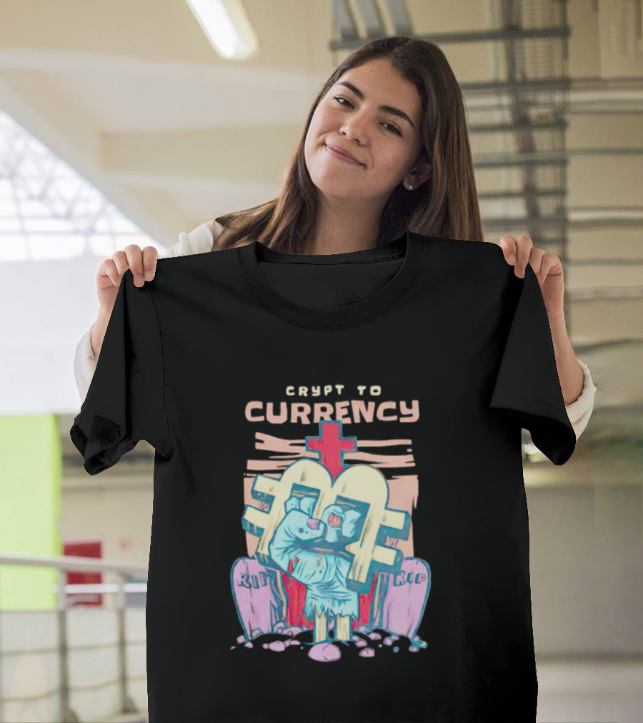 Crypt to Currency Zombie Bitcoin Graveyard Scene T-Shirt