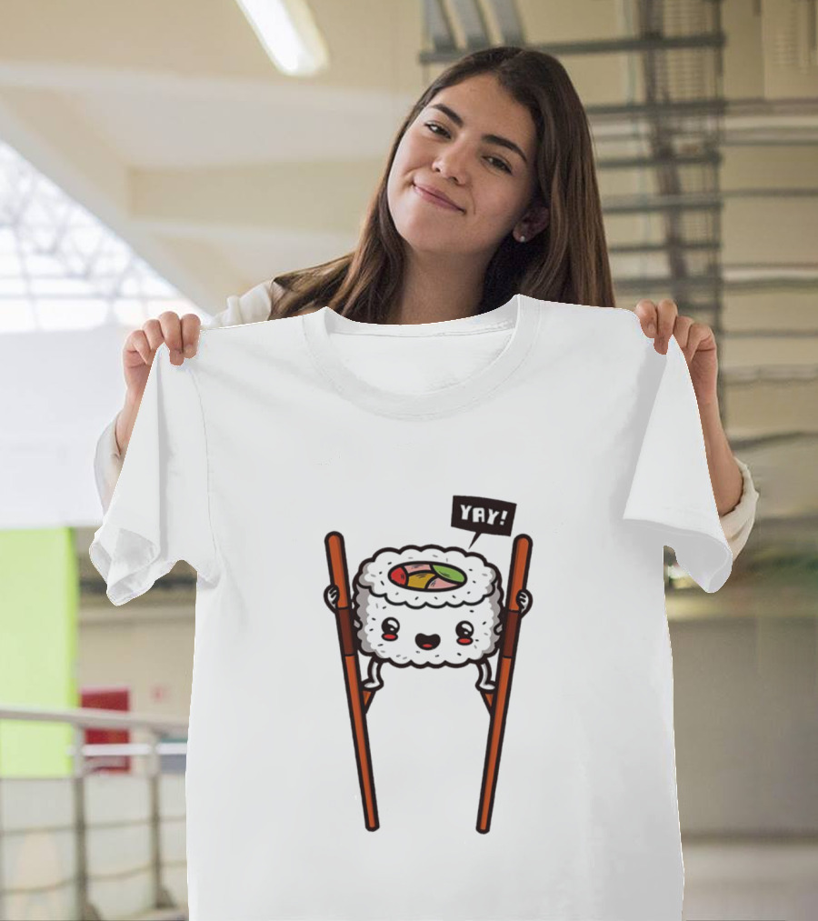 Sushi Roll On Chopsticks With Yay Flag T-Shirt
