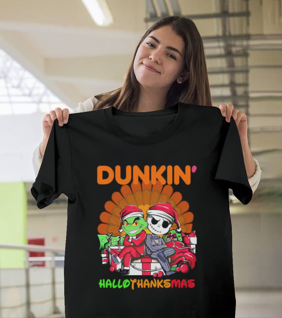 Grinch Jack Skellington Dunkin Hallo Thanks Mas T-Shirt