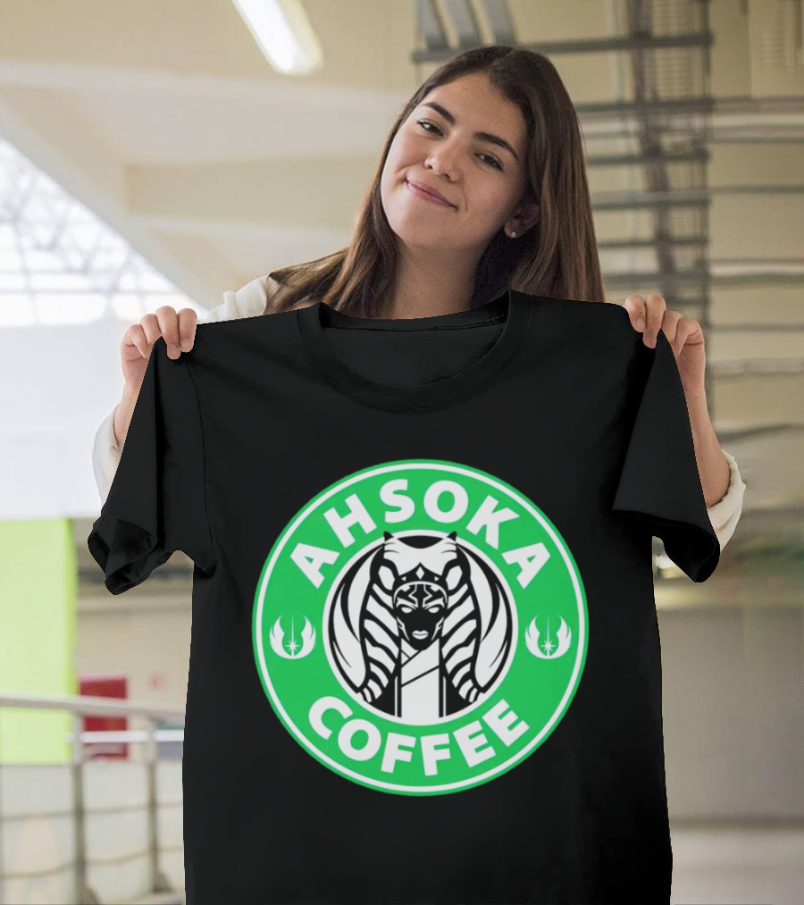 Ahsoka Coffee Star Wars Parody Logo Jedi Symbols T-Shirt