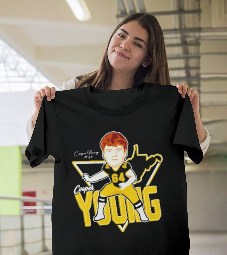 Cooper Young 64 Caricature Signature Football T-Shirt