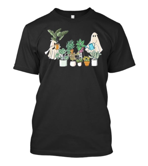 Ghost Plant Lady Halloween With Plant Pots T-Shirt