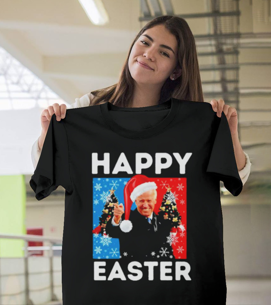 Joe Biden Happy Easter Christmas Santa Hat Snowflakes κυח T-Shirt