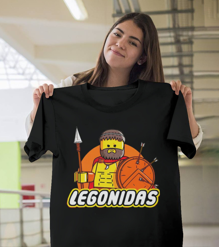Legonidas Spartan Lego Warrior Spear and Shield Block Figure T-Shirt