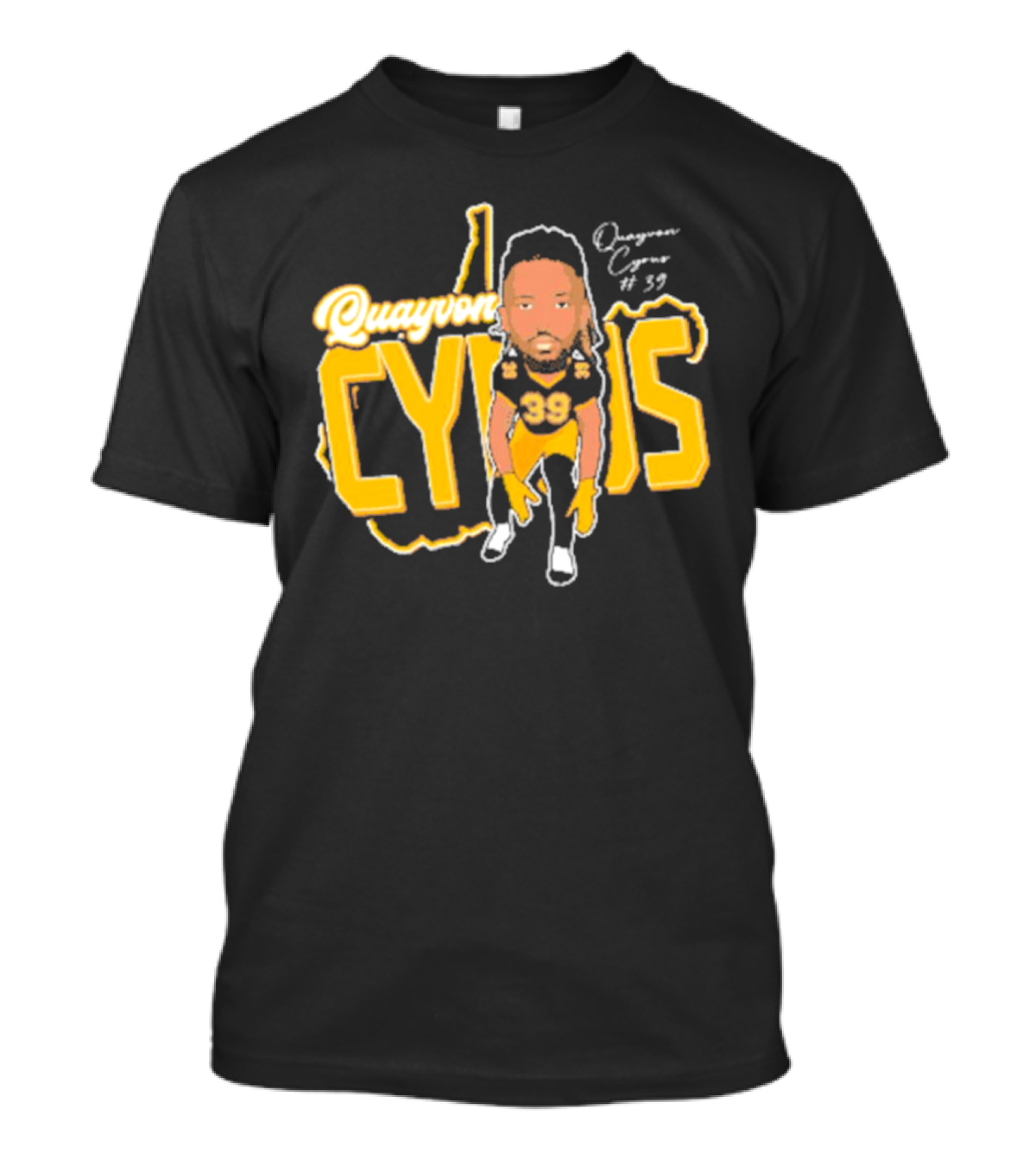 Quayvon Cyrus Caricature #39 Signature Football T-Shirt