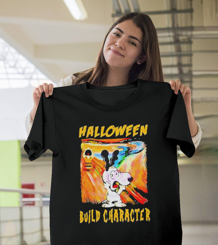 Halloween Build Character Snoopy Scream Painting T-Shirt