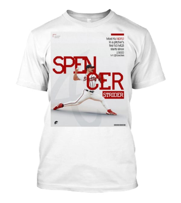 Spencer Strider Atlanta Braves Most Ks 435 In First 50 MLB Starts Since 1900 T-Shirt