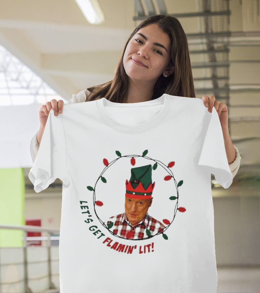 Let’s Get Flamin’ Lit Christmas Elf With Lights T-Shirt