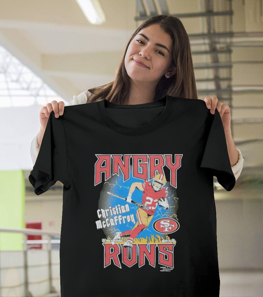 Christian McCaffrey Angry Runs NFL Football 49ers Iconic T-Shirt