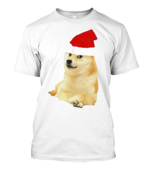 Dogecoin Christmas Santa Hat Meme T-Shirt