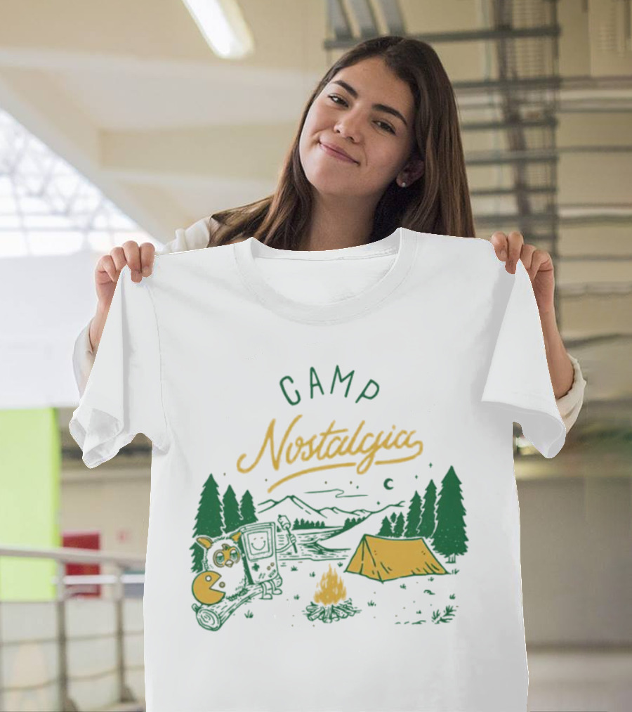 Camp Nostalgia Campfire Tent Forest Night Scene T-Shirt