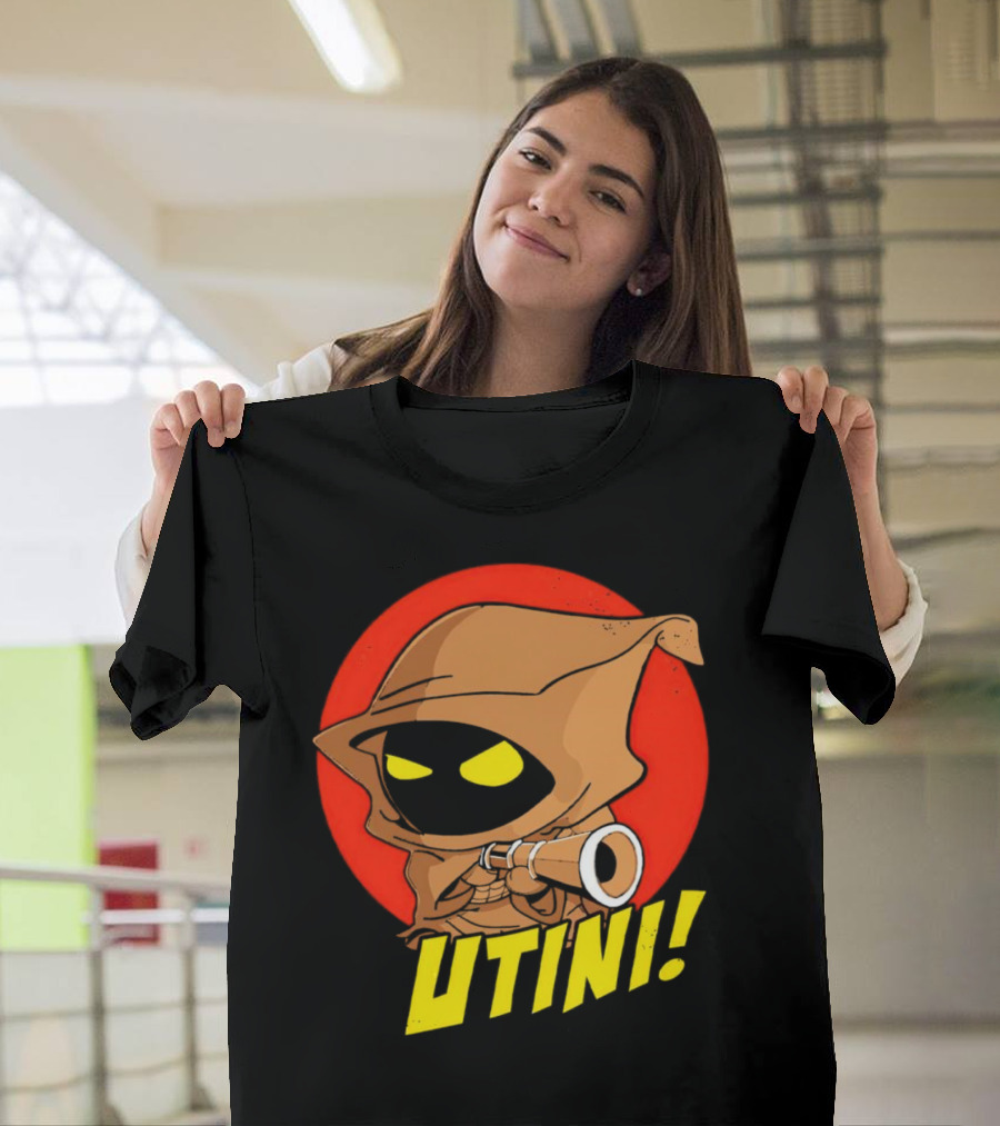 Jawa Star Wars Utini Character With Hood And Yellow Eyes T-Shirt