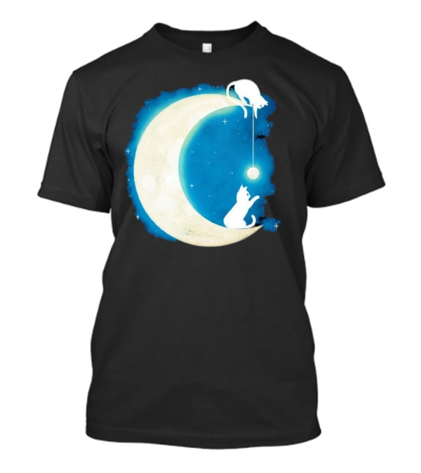 Moon Cat Playful Journey Celestial Light T-Shirt