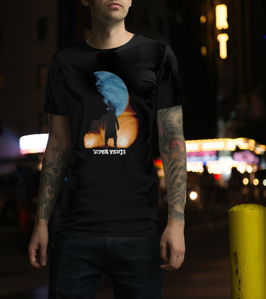 Yota Tsuji Moonrise Silhouette Against Orange And Blue Sky T-Shirt