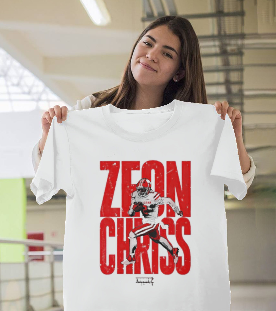 Zeon Chriss Football Caricature in Red Text and Black T-Shirt