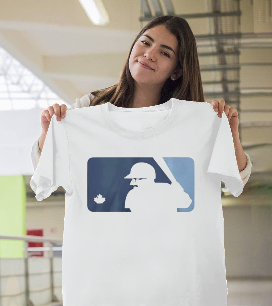 BlueJays Schneider Stache Batter Silhouette With Maple Leaf T-Shirt