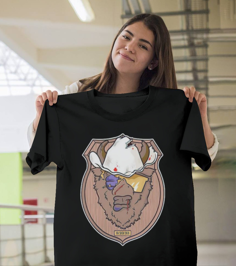 9/23/23 Cowboy Bison Face Shield T-Shirt