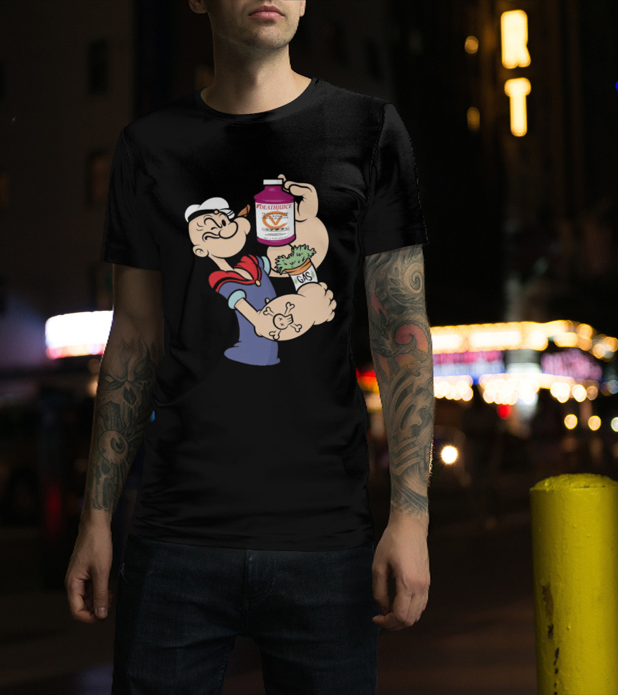 Popeye Death Juice Gas Spinach Tattoo T-Shirt