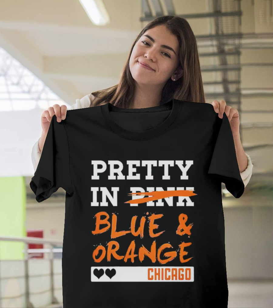 Pretty Blue And Orange Chicago Hearts T-Shirt