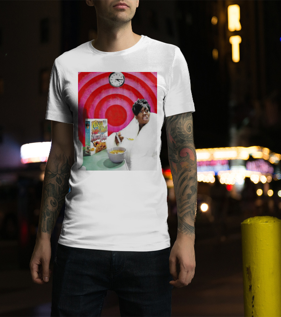 Missy Elliott Flav•O•Fleks Cereal With Red Spiral Clock Background T-Shirt