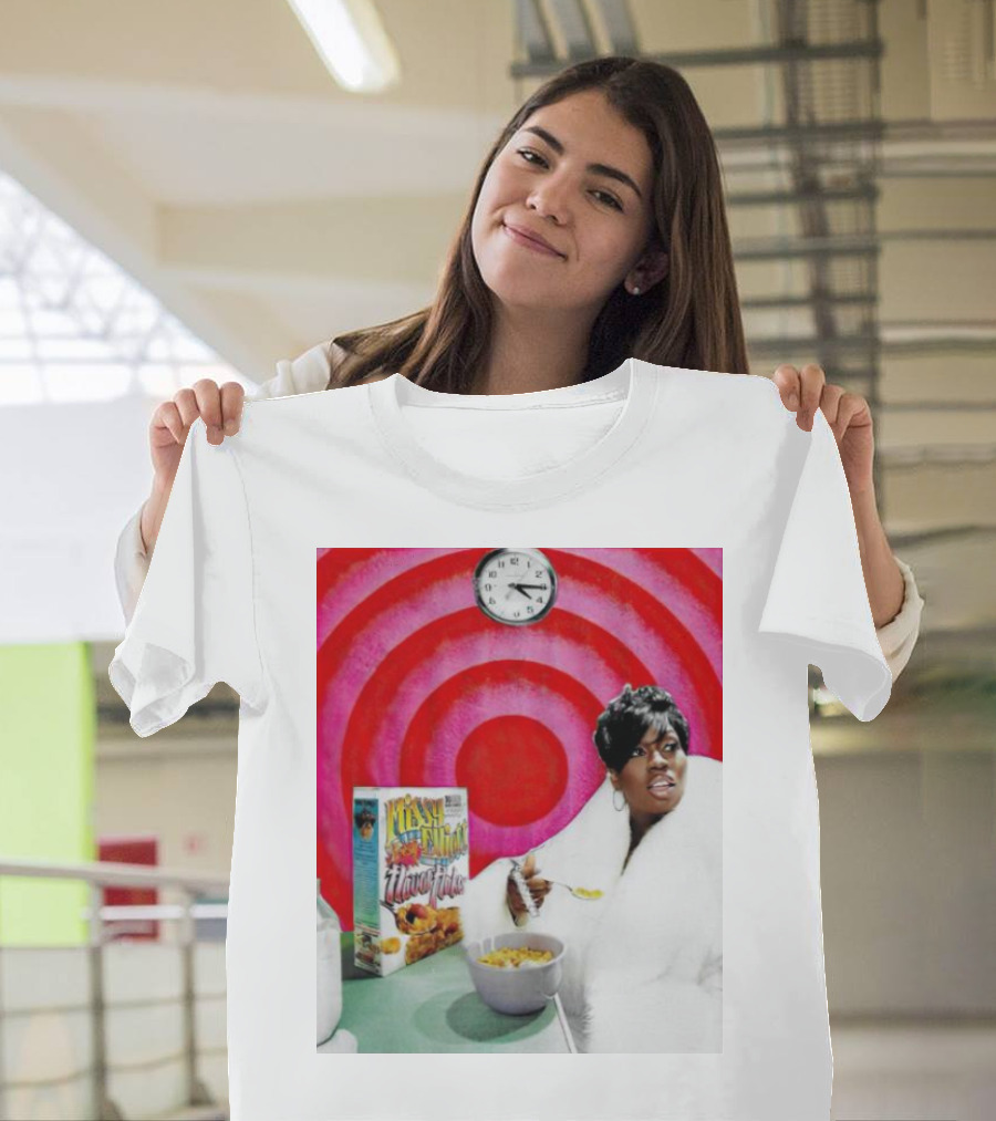 Missy Elliott Flav•O•Fleks Cereal With Red Spiral Clock Background T-Shirt