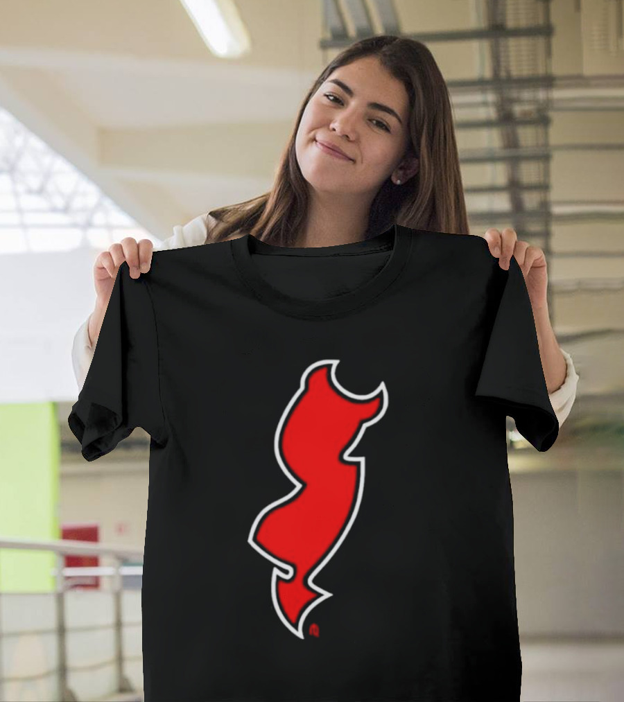 NJ Devils Inspired Red Silhouette Tail T-Shirt