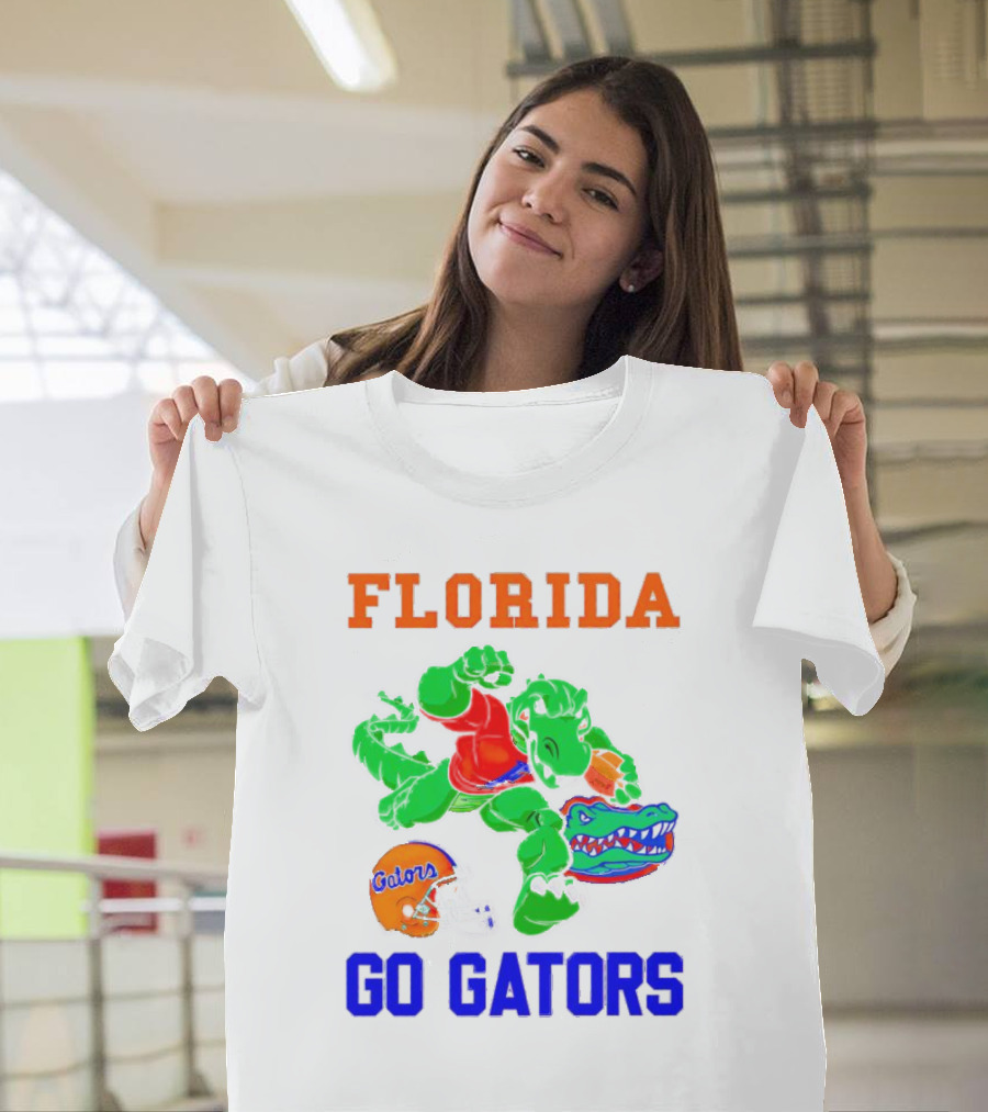 Florida Gators Go Gators Football Alligator With Gators Helmet T-Shirt