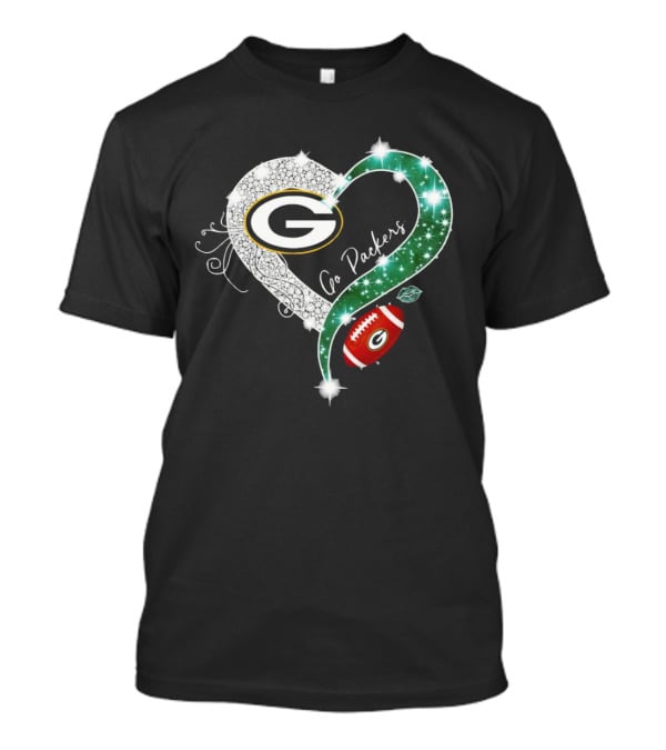 Green Bay Packers Heart Go Packers Diamond Blink Football T-Shirt