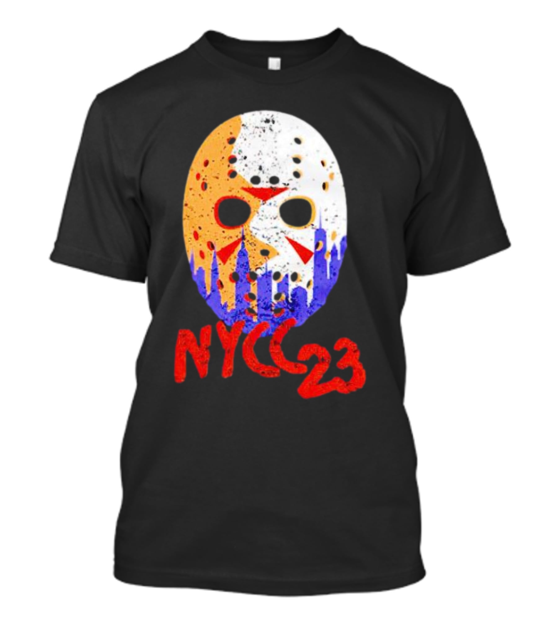 NYCC 23 Jason Voorhees Hockey Mask Skyline T-Shirt
