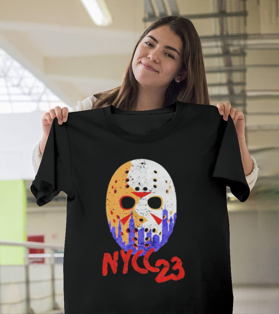 NYCC 23 Jason Voorhees Hockey Mask Skyline T-Shirt