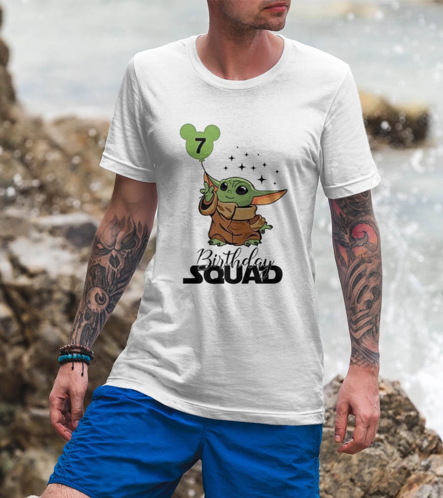 Baby Yoda Star Wars Birthday Squad 7 T-Shirt