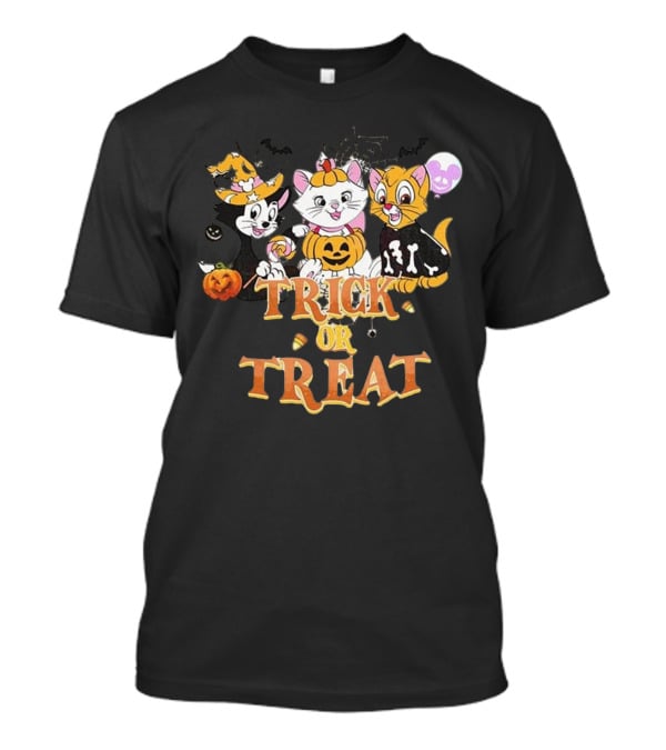 Trick Or Treat Halloween Cats With Jack-O'-Lanterns And Bat Silhouettes Disneyland T-Shirt