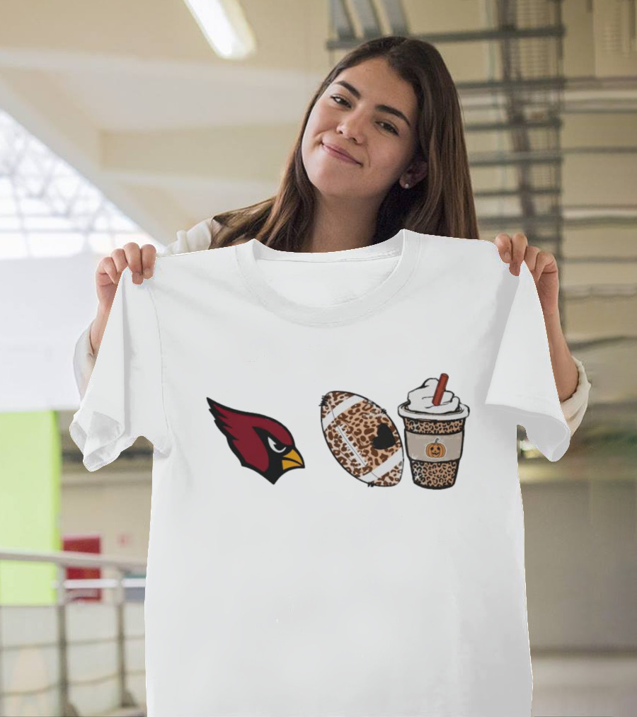 Arizona Cardinals Leopard Print Football Pumpkin Latte T-Shirt