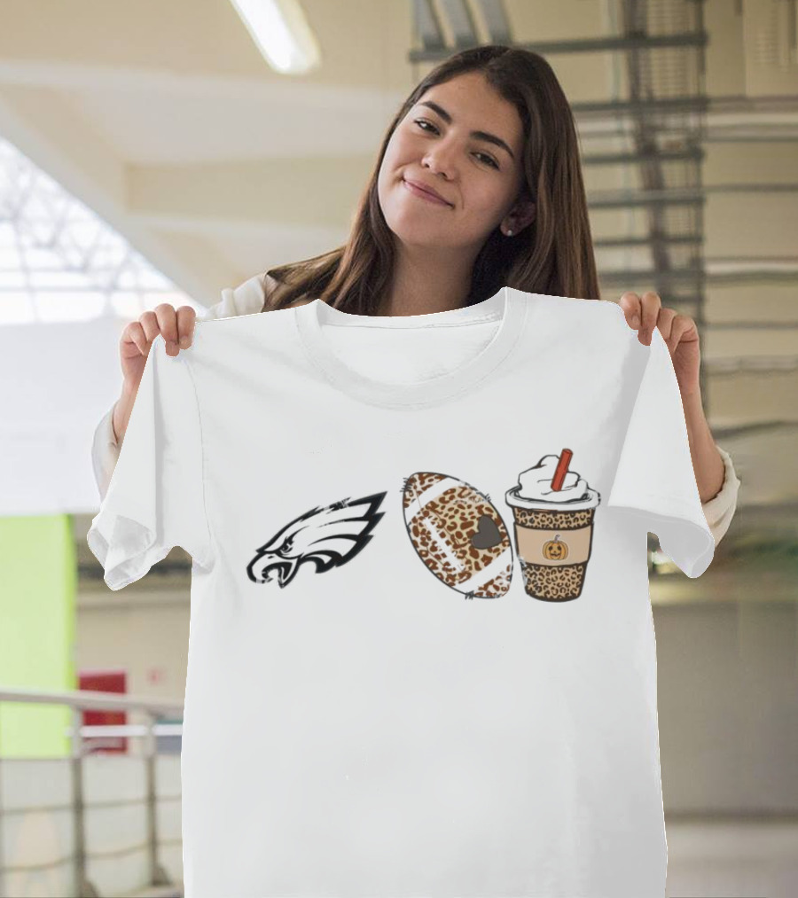Philadelphia Eagles Leopard Football Fall Season Pumpkin Cup T-Shirt