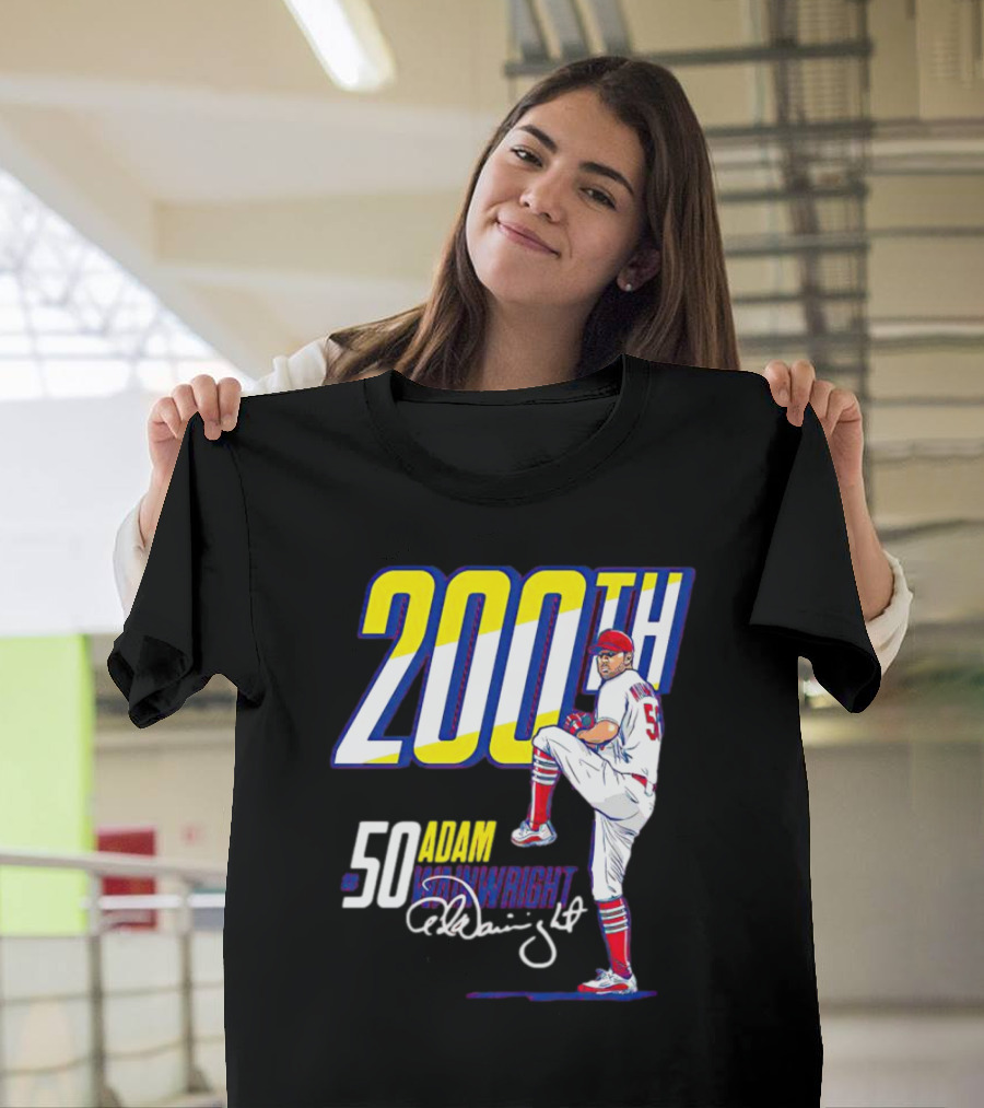 200th Win Adam Wainwright 50 Signature Baseball Player T-Shirt