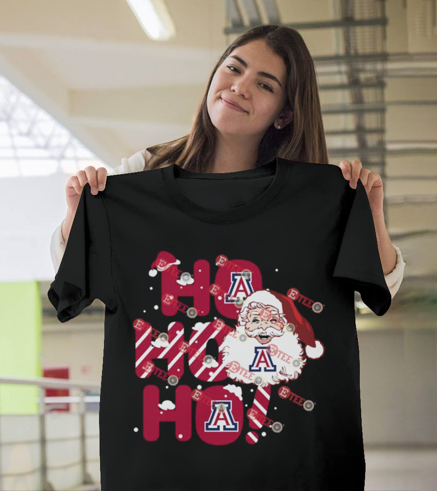 Arizona Wildcats Santa Claus Ho Ho Ho Christmas Holiday Spirit T-Shirt