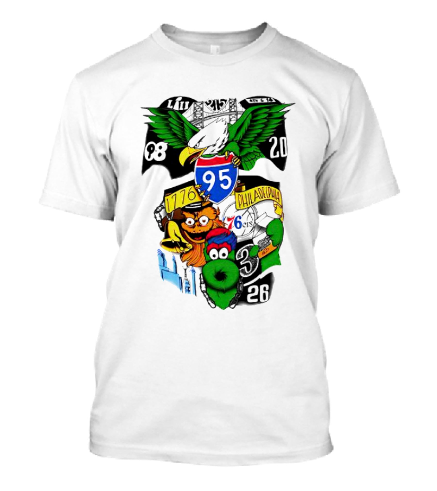 Dunphy 215 Tattoo Philadelphia 1776 Eagle Mascot 95 T-Shirt