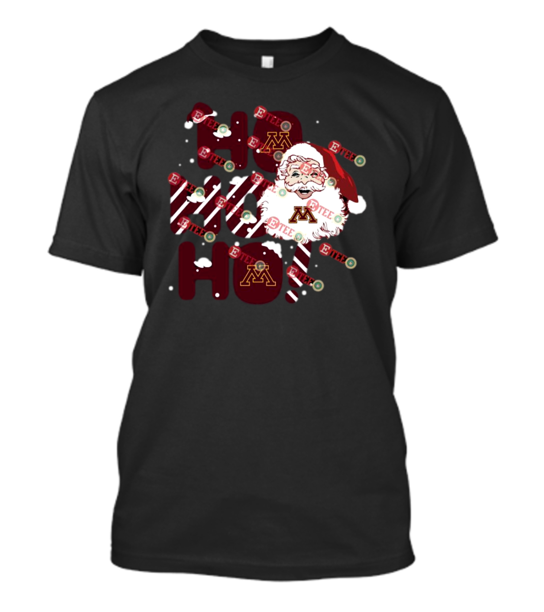 Minnesota Golden Gophers Santa Claus Ho Ho Ho Christmas Snowflake Candy Cane T-Shirt