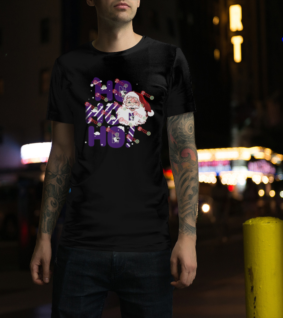 Northwestern Wildcats Santa Claus Ho Ho Ho Christmas Snowflakes T-Shirt