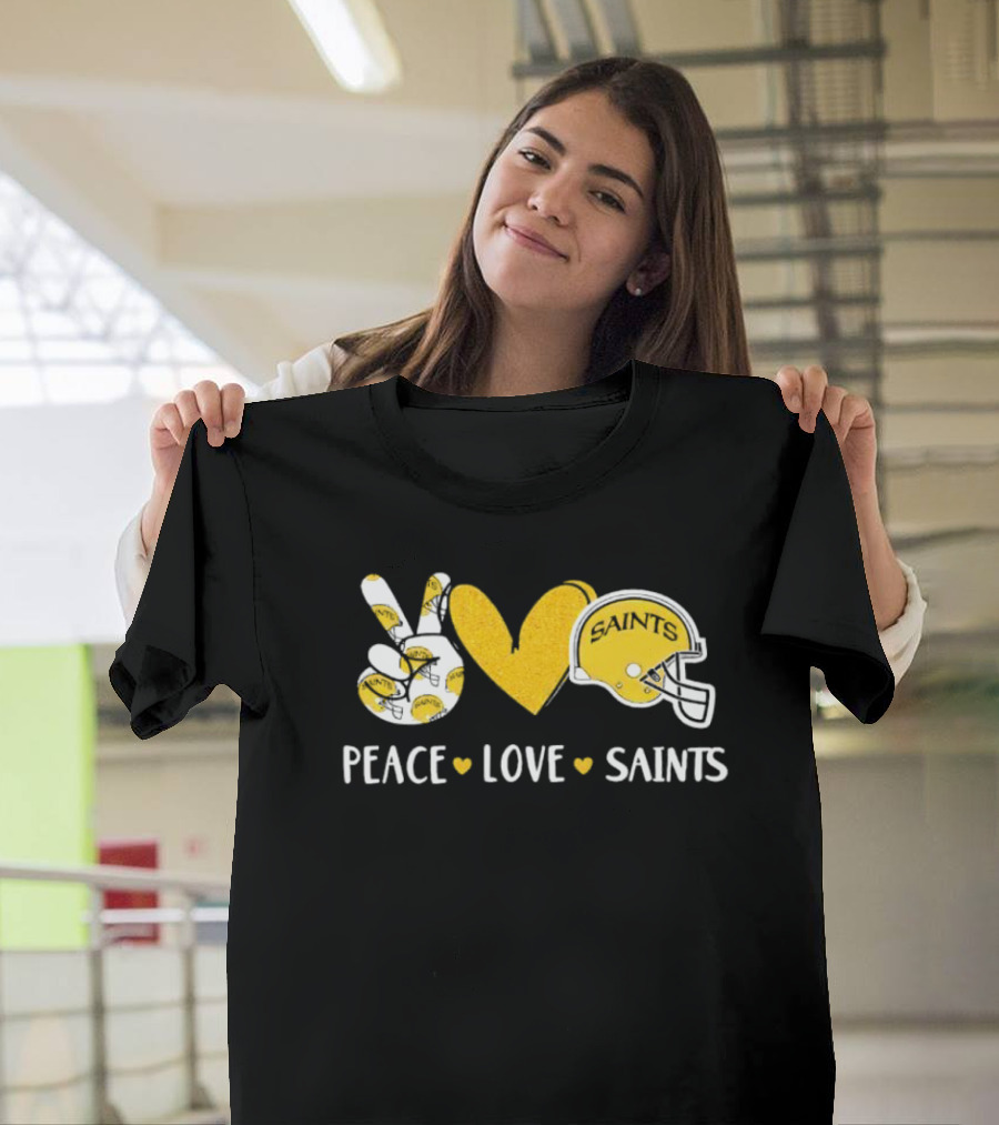 Peace Love New Orleans Saints Football Helmet T-Shirt
